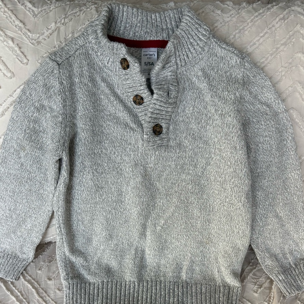Carter’s Boys Gray Sweater with Button Collar